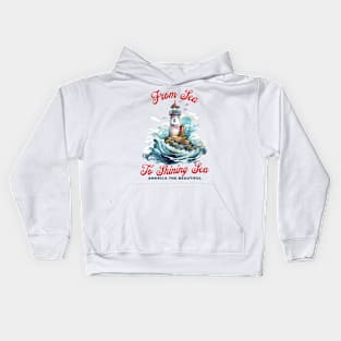 Patriotic From Sea to Shining Sea Lighthouse 4th of July Kids Hoodie